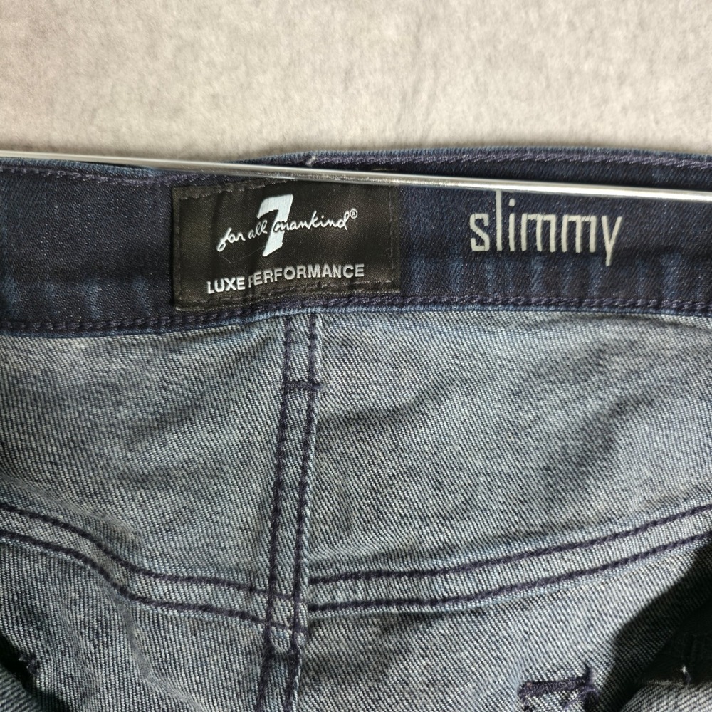7 For All Mankind Slimmy Luxe Performance Jeans Mens 38 Dark Indigo Slim Fit - Picture 2 of 13